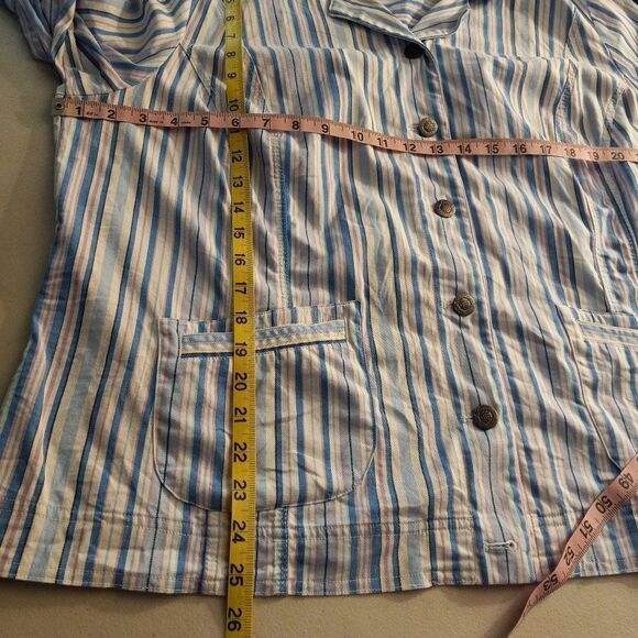 CJ Banks Quarter Sleeve Womens 2X Striped Button Down Jacket Cottagecore - Picture 3 of 7